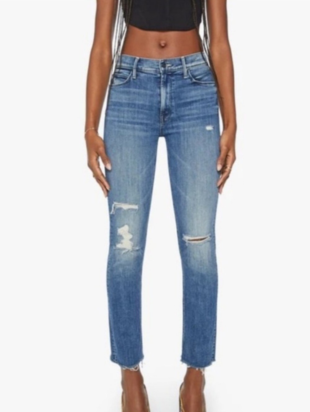 MOTHER Mid Rise Dazzler Ankle Fray in Weekend Warrior Size 30